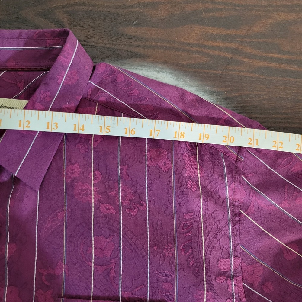 Tommy Bahama Shirt Mens XL Burgundy Paisley Floral Texture Button Up Long Sleeve - Picture 8 of 13